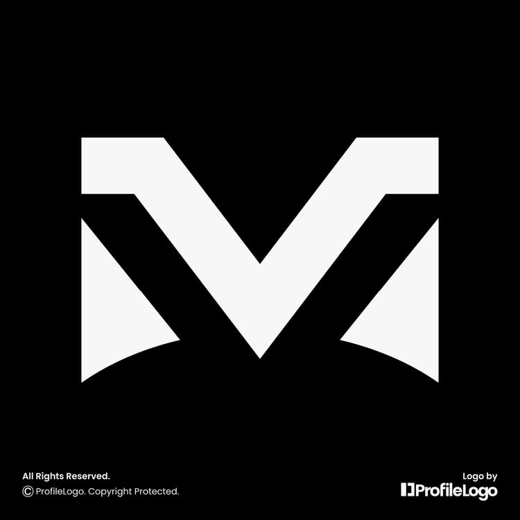 Minimalist M logo or MV logo or VM logo by ProfileLogo with black background