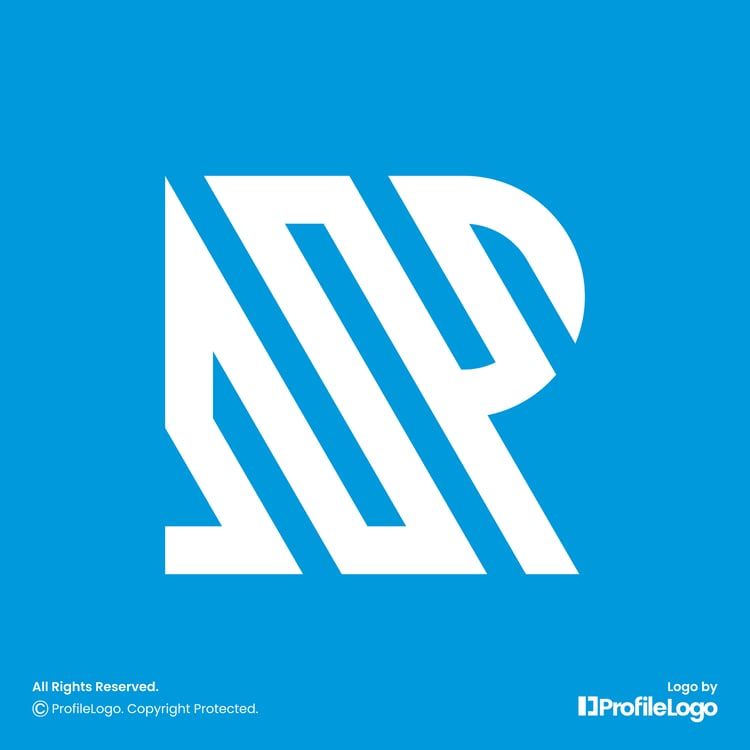 Modern line abstract letter R logo by ProfileLogo with blue background