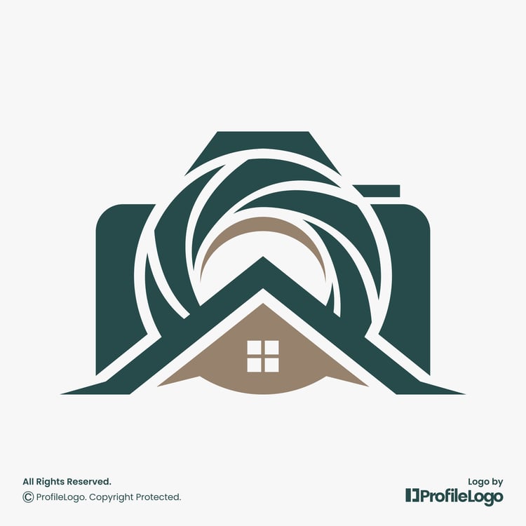 Real estate home camera photography logo by ProfileLogo with light grey background