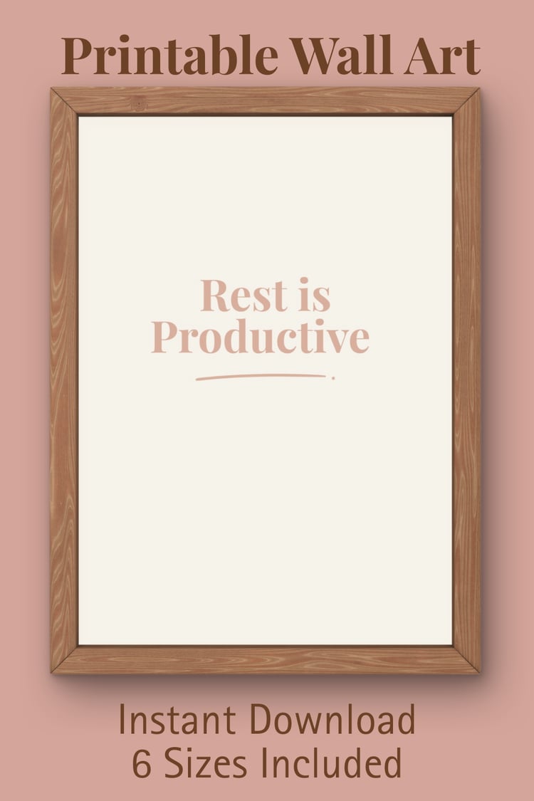 Printable wall art Rest is Productive terracotta minimalist poster digital download
