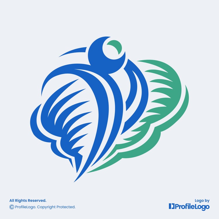 Psychology abstract brain people logo by ProfileLogo with light blue background