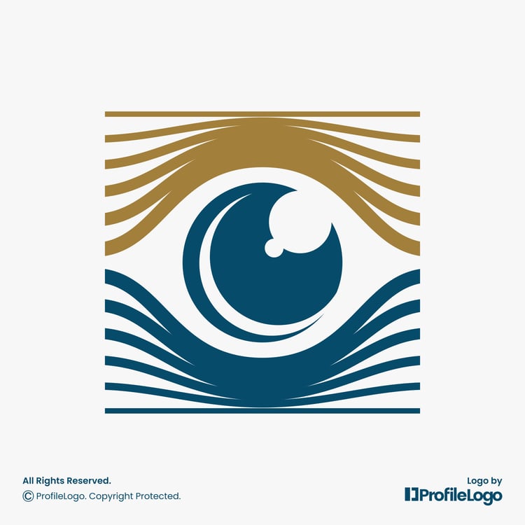 Geometric line optical eye logo by ProfileLogo with light grey background