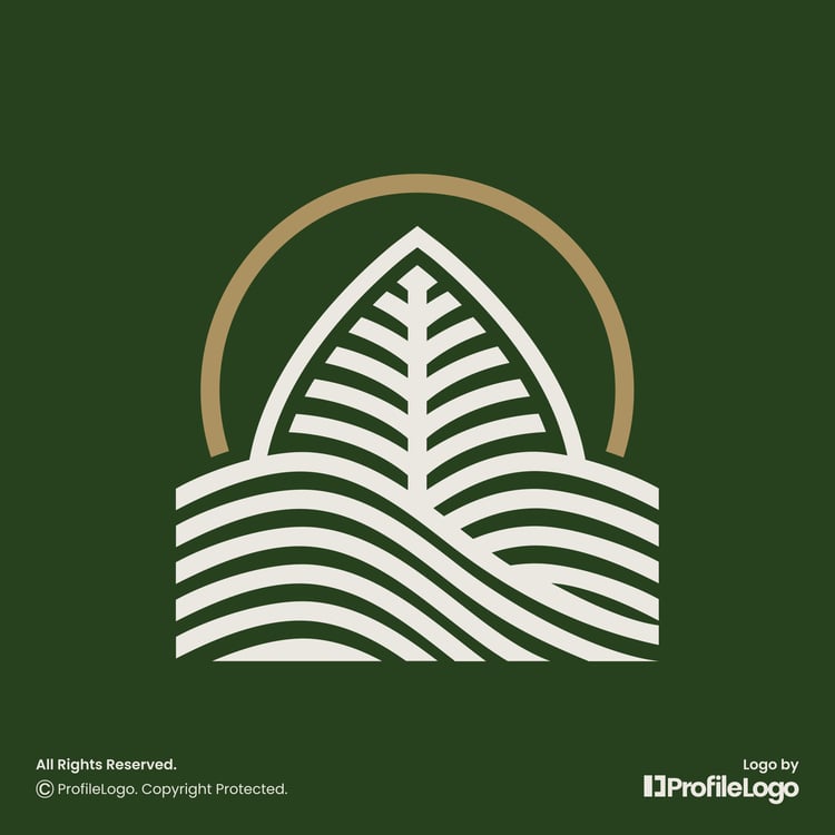 Nature leaf garden farm landscape logo by ProfileLogo with dark green background