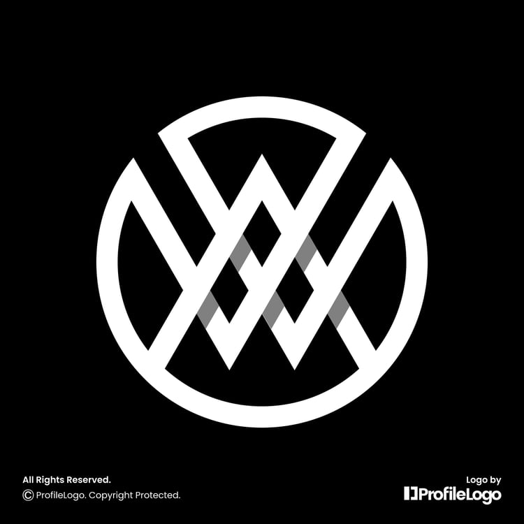 Modern line letter WA logo or AW logo by ProfileLogo with black background