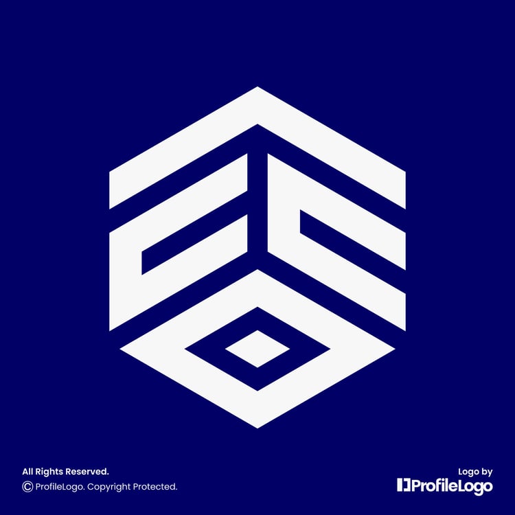Simple hexagon letter EEO logo or EOE logo by ProfileLogo with dark blue background