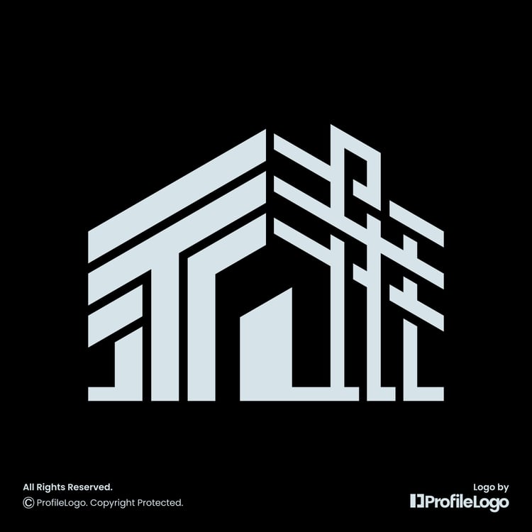 Building home construction letter T logo by ProfileLogo with black background
