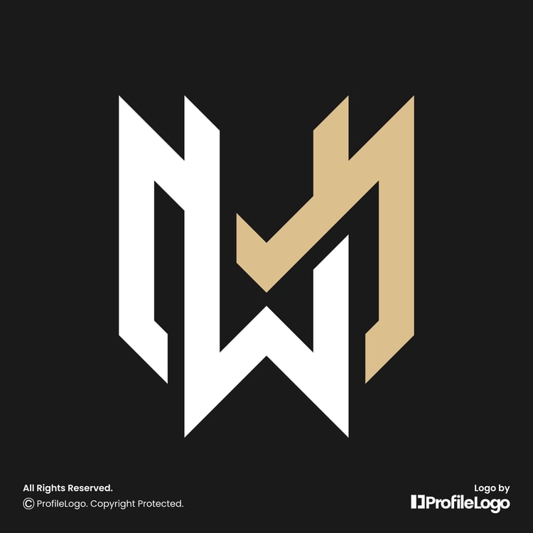 Luxury line letter MW logo or WM logo by ProfileLogo with black background
