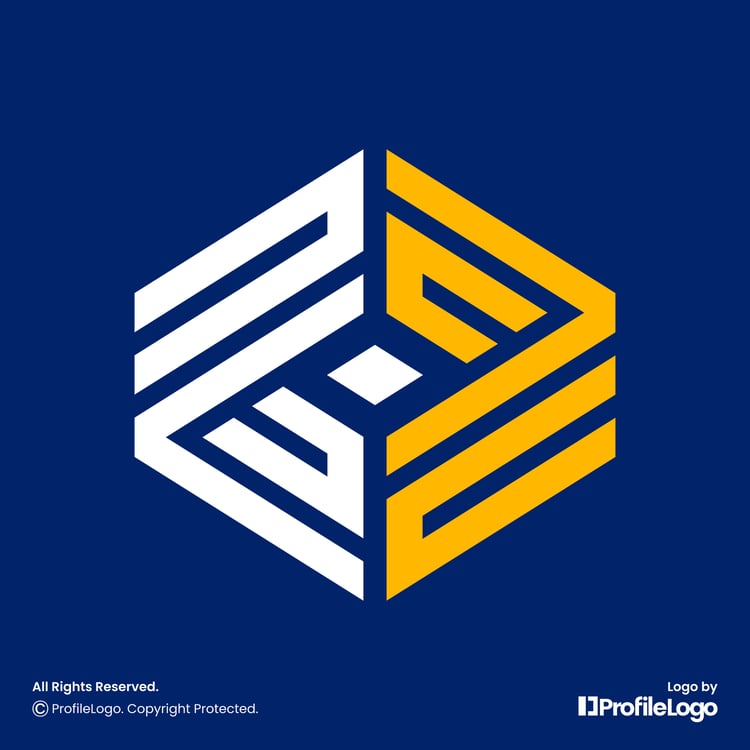 Modern digital program coding logo by ProfileLogo with dark blue background