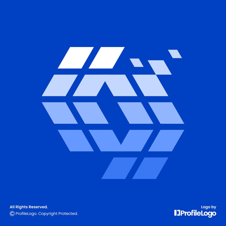 Colorful technology coding logo by ProfileLogo with dark blue background