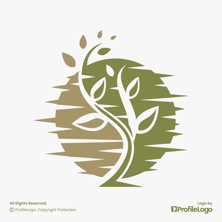 Retro nature sun plant leaf logo by ProfileLogo with light grey background