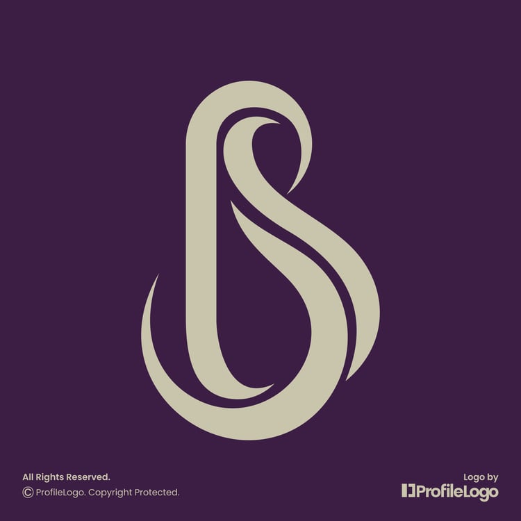 Luxury line swoosh letter RS logo or SR logo by ProfileLogo with purple background