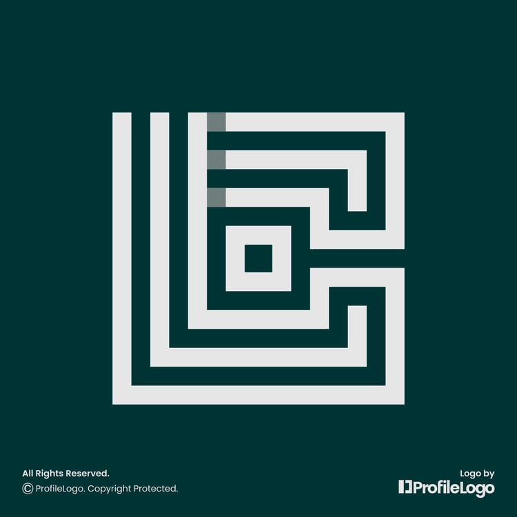 Square line letter LC logo or CL logo by ProfileLogo with dark green background