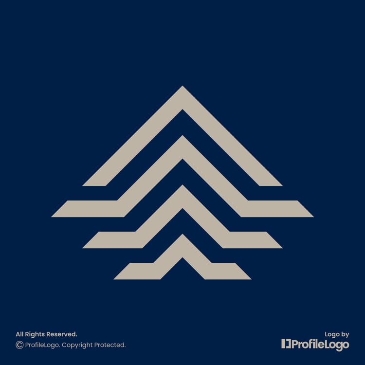 Luxury geometric line letter A logo by ProfileLogo with dark blue background