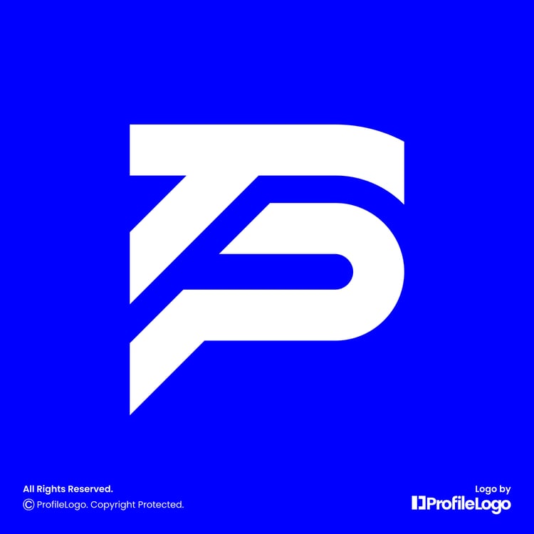 Minimal line letter TP logo or PT logo by ProfileLogo with blue background