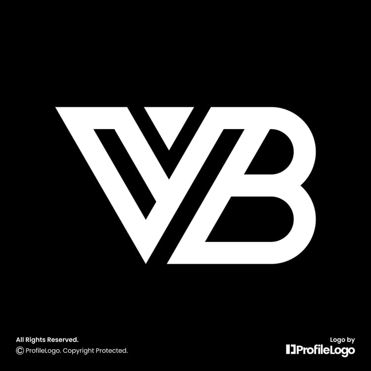 Abstract line letter VB logo or BV logo by ProfileLogo with black background