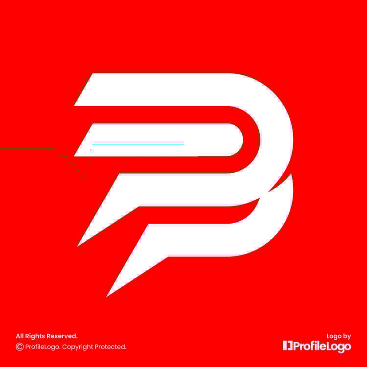Sporty line abstract letter PP logo by ProfileLogo with red background