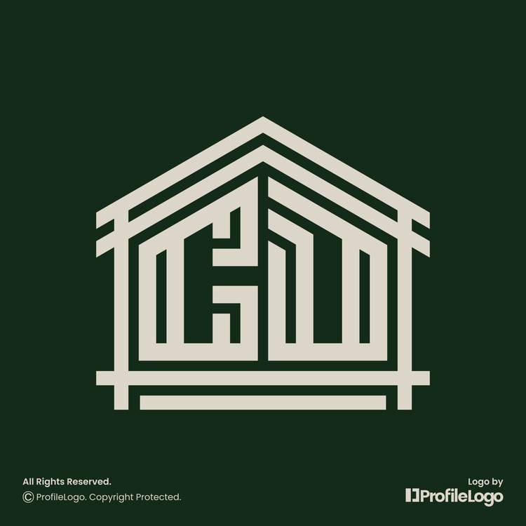 Elegant home architecture letter CD logo by ProfileLogo with dark background