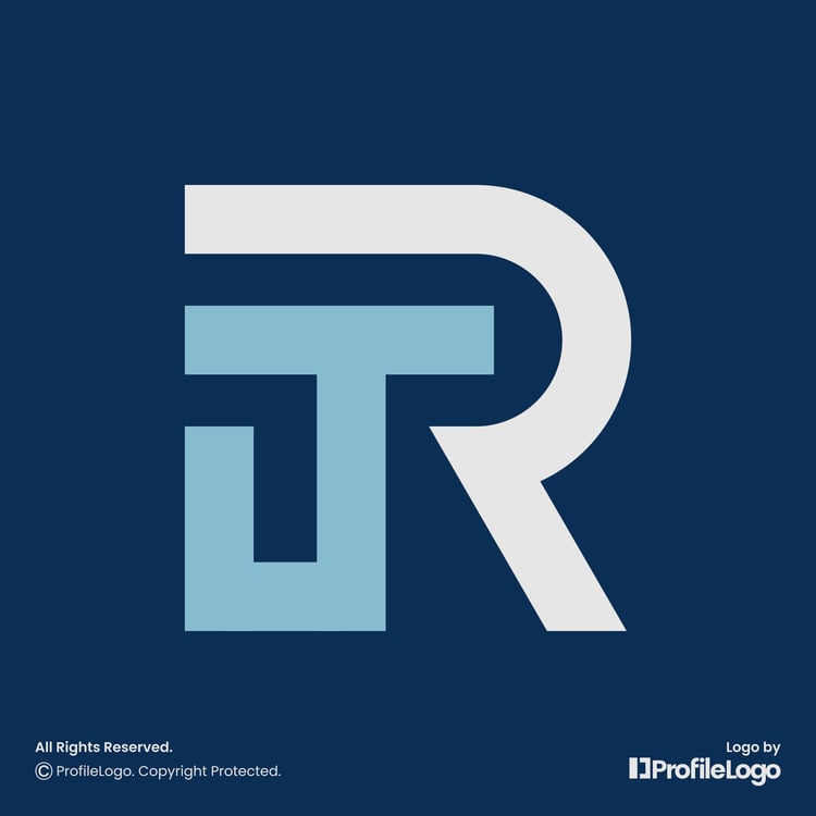 Simple abstract initial RT logo or TR logo by ProfileLogo with dark blue background