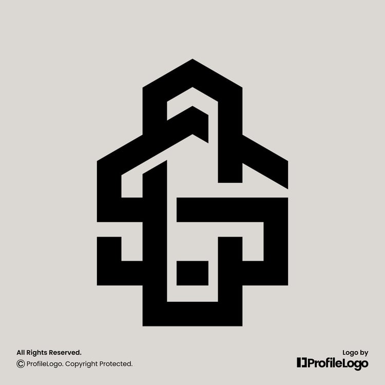 Construction home interlocking letter SC logo or CS logo by ProfileLogo with light background