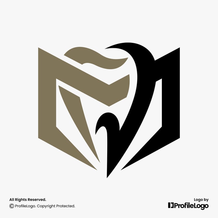 Abstract dental tooth letter M logo by ProfileLogo with light grey background