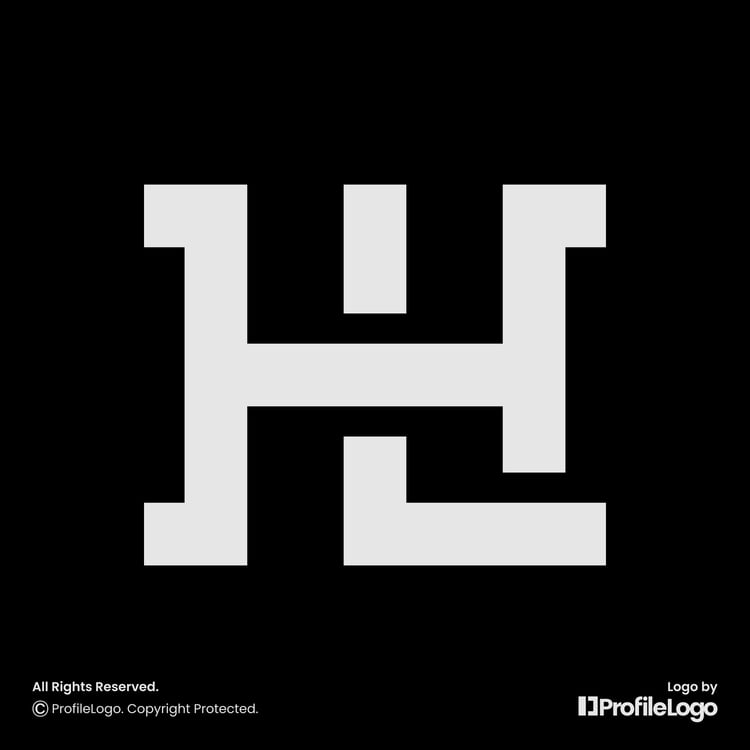Minimal line letter HL logo or LH logo by ProfileLogo with black background