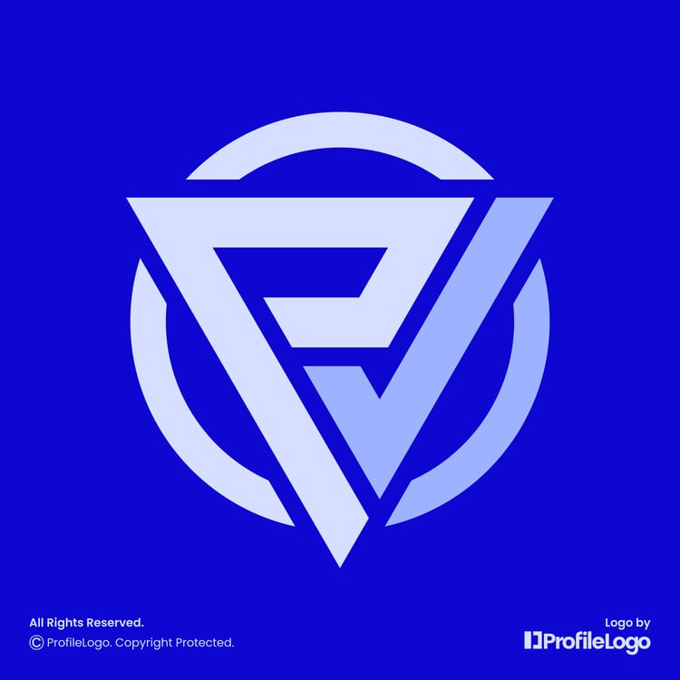Simple letter P checklist logo or PV logo by ProfileLogo with dark blue background