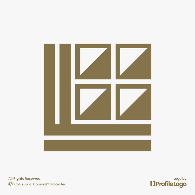 Luxury glass window letter L logo by ProfileLogo with light grey background