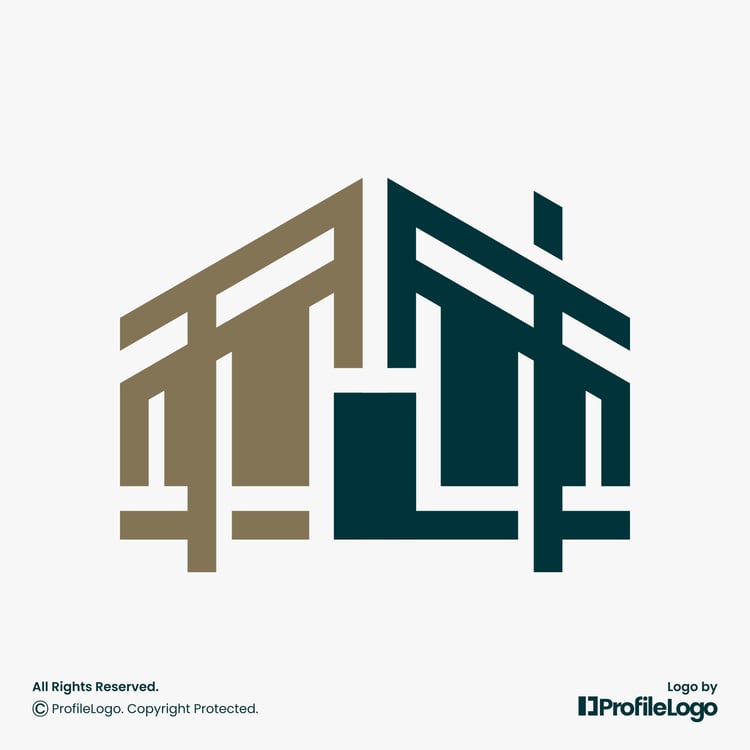 Elegant exterior home architect logo by ProfileLogo with light grey background