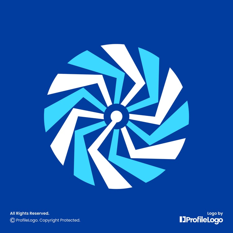 Modern digital abstract circle logo by ProfileLogo with blue background