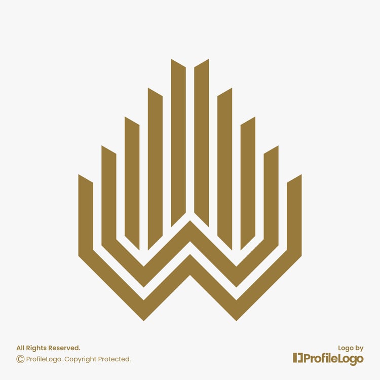 Luxury line building letter W logo by ProfileLogo with light grey background