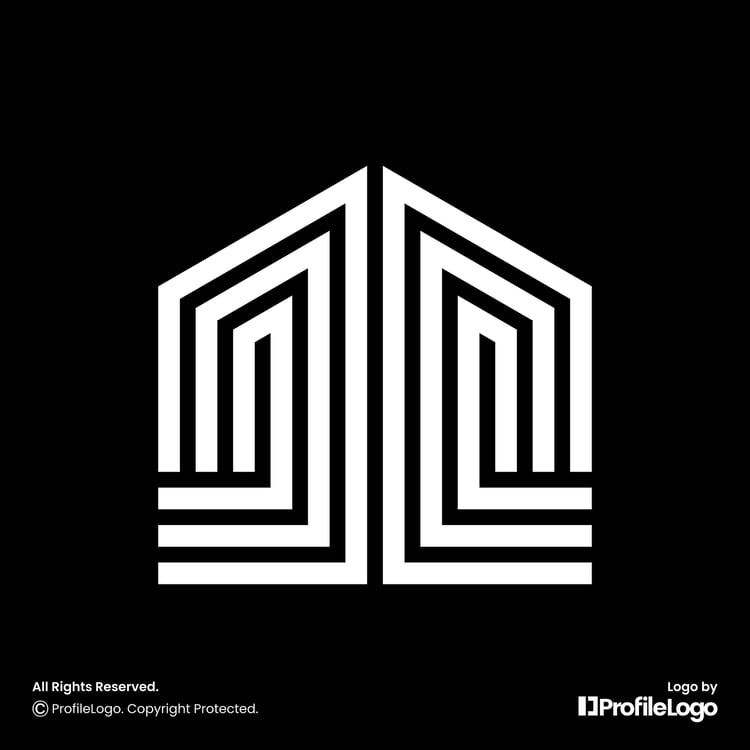 Geometric line building home logo by ProfileLogo with black background