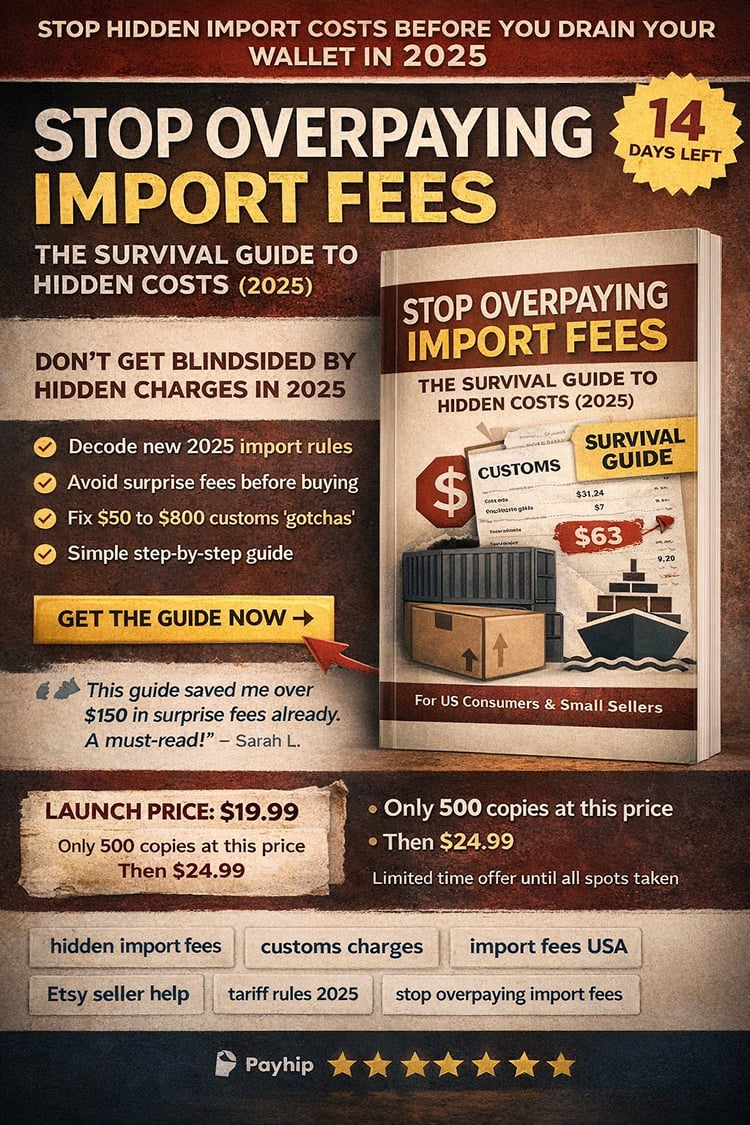 import fees USA, customs charges 2025, hidden import costs, tariffs explained USA, avoid import fees, international shipping costs, customs fees guide, etsy seller shipping, payhip seller tips, small business shipping,