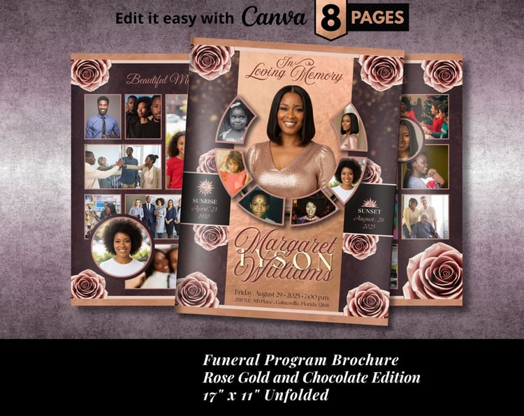Rose Gold Funeral Program
