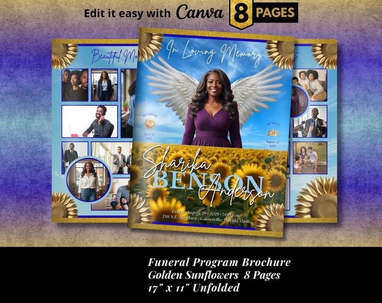 Sunflower Floral Funeral Program