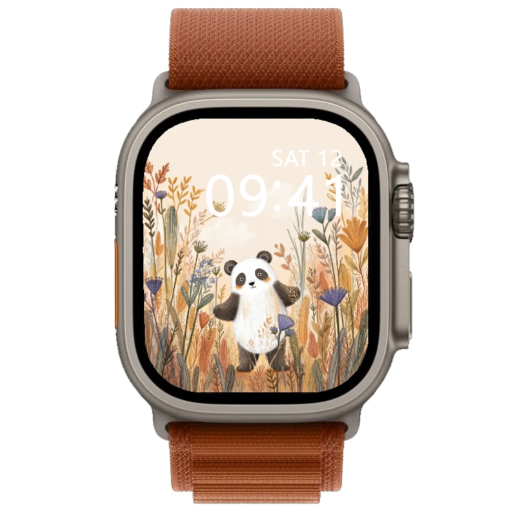 Minimalist floral Apple Watch wallpaper with soft neutral tones, botanical illustration style, warm beige background, elegant nature aesthetic for clean watch face design