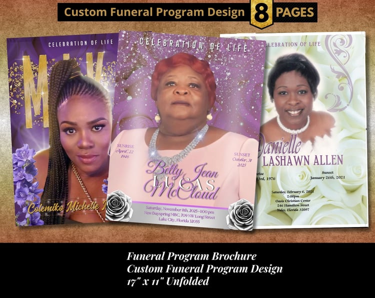 Custom Funeral Program Design, 8 Pages
