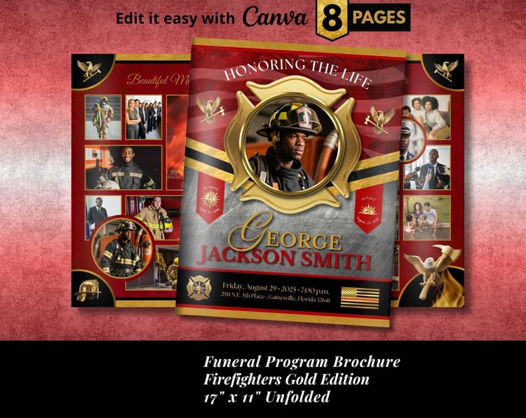 Firefighters Deluxe Funeral Program Template
