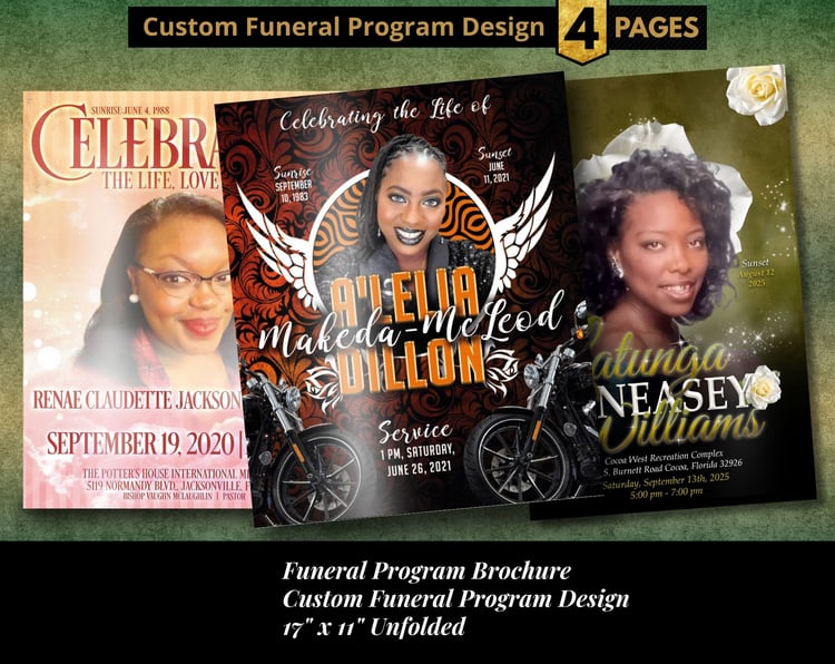 Custom Funeral Program Design, 4 Pages