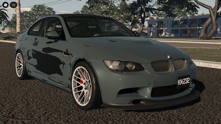 Aggressive sporty coupe stance featured in Roblox automotive map