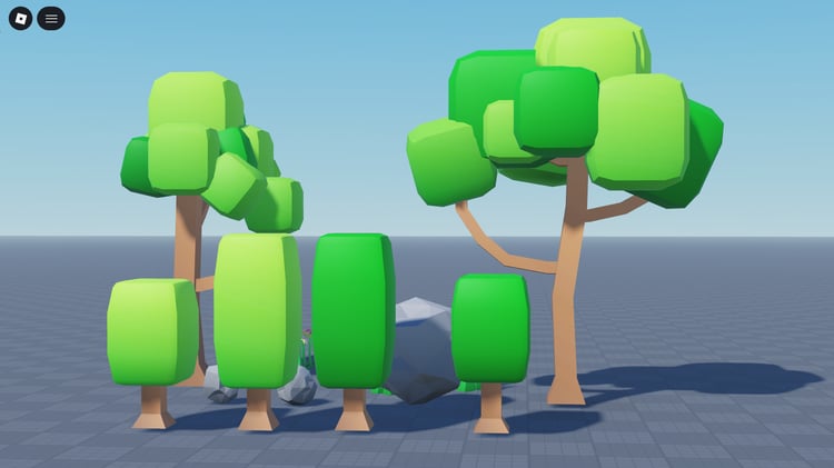 Low poly Roblox forest environment created using stylized nature assets