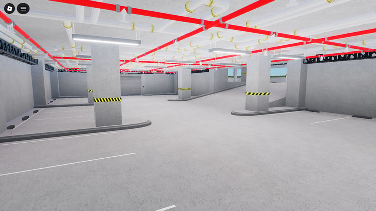 Urban parking lot building featuring multiple vehicle slots
