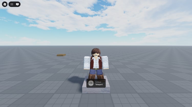 Roblox teleport point system with glowing interaction marker
