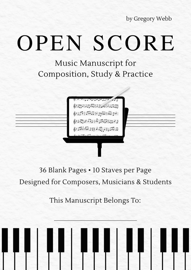Open Score is a clean, printable music manuscript PDF with 36 pages of 10 staves per page. Designed for composers, songwriters, and music students, it’s ideal for notation, scoring, and daily composition