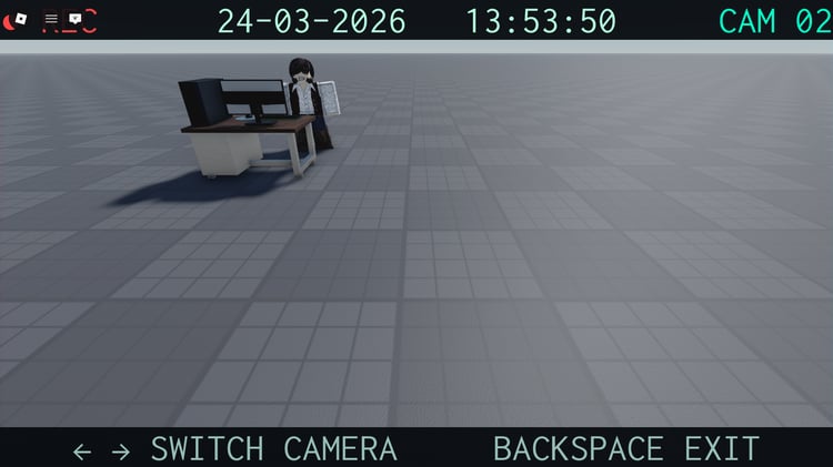 Realistic Roblox security control desk with surveillance computer setup