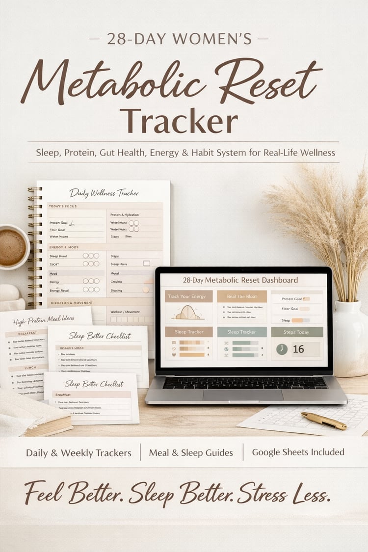 womens wellness, metabolic reset, health tracker, sleep tracker, gut health planner, protein tracker, habit tracker, wellness planner, energy tracker, self care planner, digital wellness, fitness journal, healthy habits
