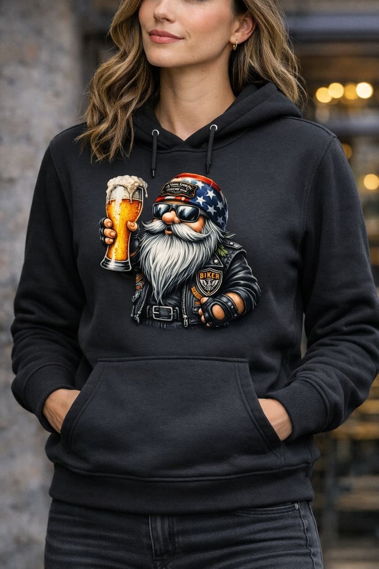 Biker Gnome Female Hoodie – Funny Rider Streetwear