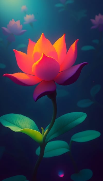 Colorful lotus flower under water digital art - Lotus Flower Wallpaper - Ai Generated