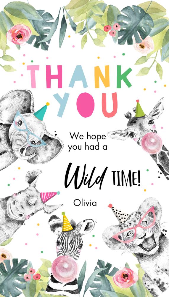 Editable Party Animals Favor Tags | Wild One Safari Thank You Tags for Canva