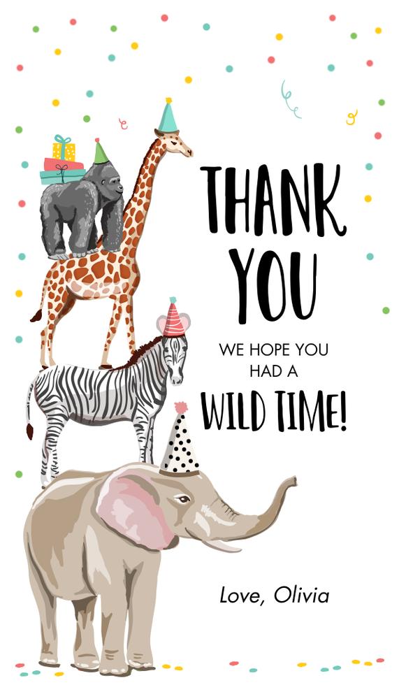 Editable Party Animals Favor Tags | Wild One Safari Thank You Tags