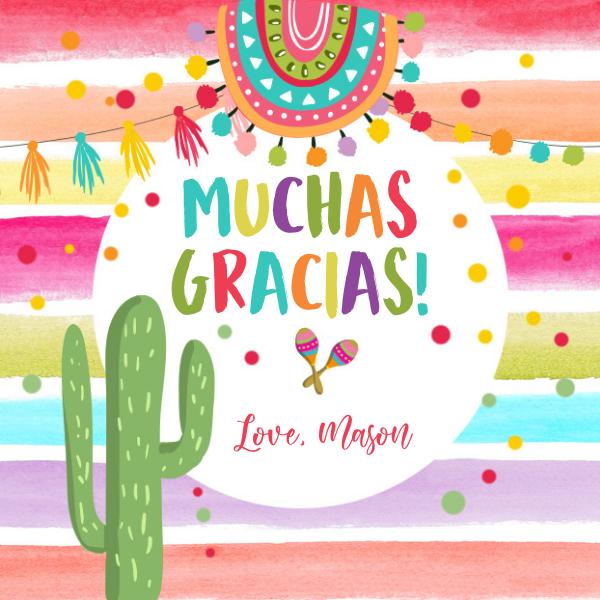 Editable Fiesta Favor Tags | Cactus & Succulent Mexican Thank You Labels